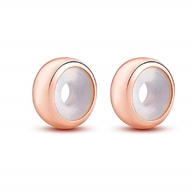 ABUN 2Pcs Round Rubber Spacer Charms 925 Sterling Silver Stopper Bead Charms for Pandora 3mm Snake Chain Bracelet (Rose Gold) - Image 1